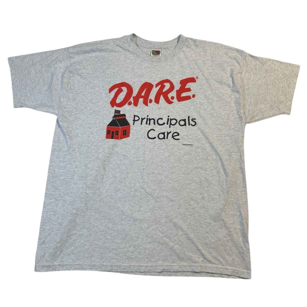 Vintage 1998 Fruit of the Loom D.A.R.E. Principals Care Gray T-Shirt XXL